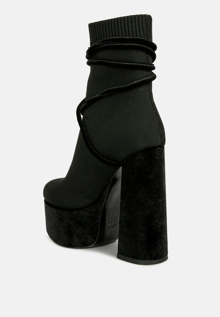 After Pay High Heel Velvet Knitted Boot By Ruw