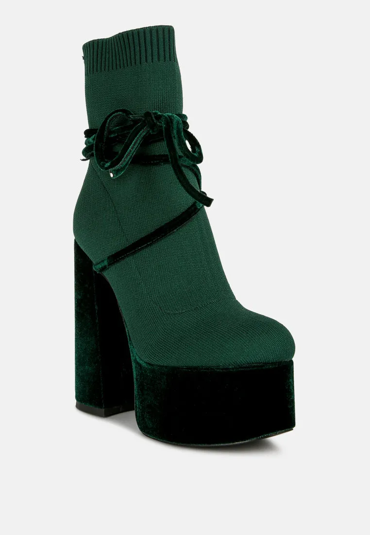 After Pay High Heel Velvet Knitted Boot By Ruw