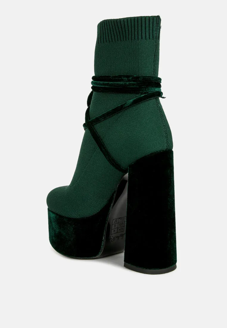 After Pay High Heel Velvet Knitted Boot By Ruw