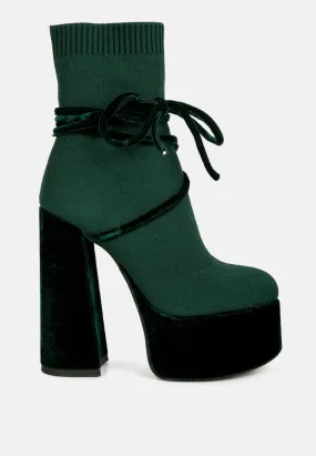 After Pay High Heel Velvet Knitted Boot By Ruw