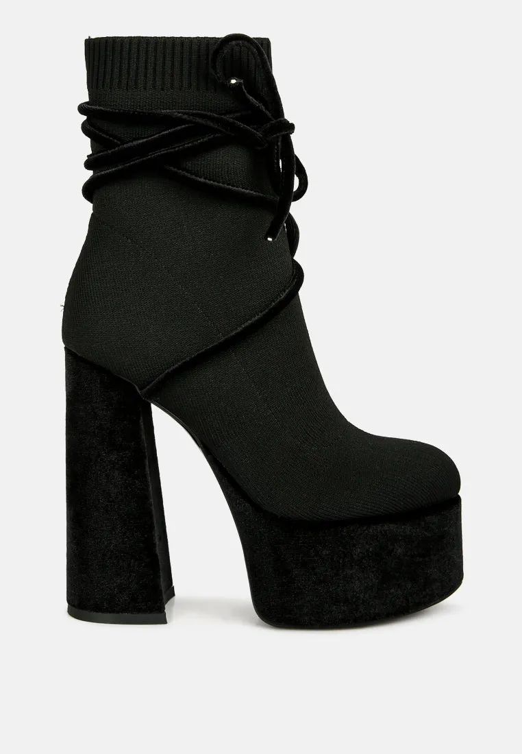 After Pay High Heel Velvet Knitted Boot By Ruw