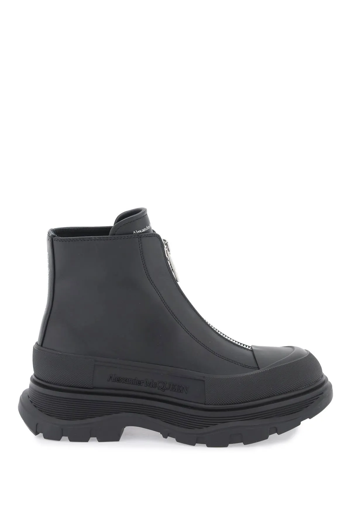 ALEXANDER MCQUEEN Black Zip Tread Slick Boot for Women