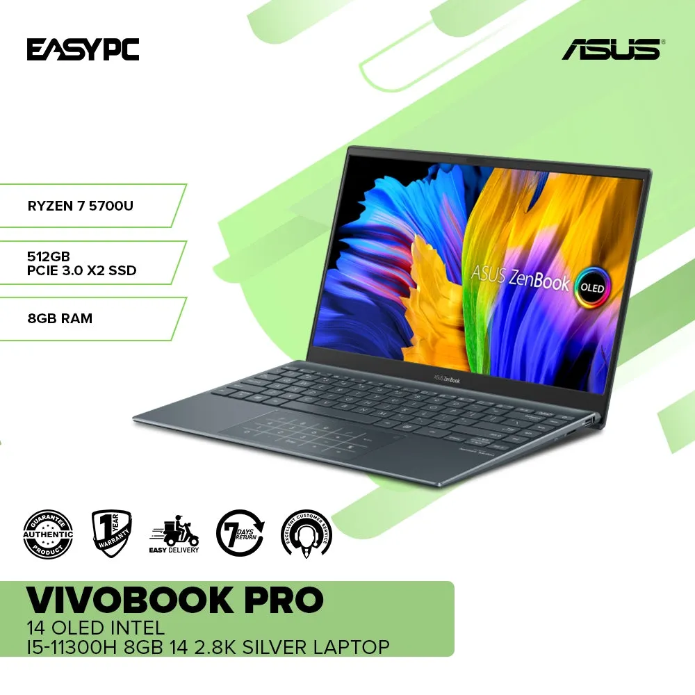 ASUS ZENBOOK UM325UA-KG138WS AMD R7-5700U 8GB 13"FHD OLED 512 SSD AMD Radeon Win11 Laptop Grey 1ION