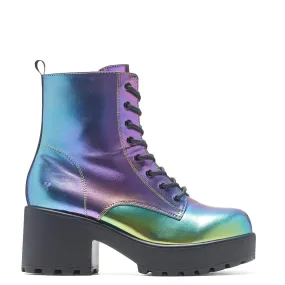 Bismuth Platform Military Boots - Rainbow