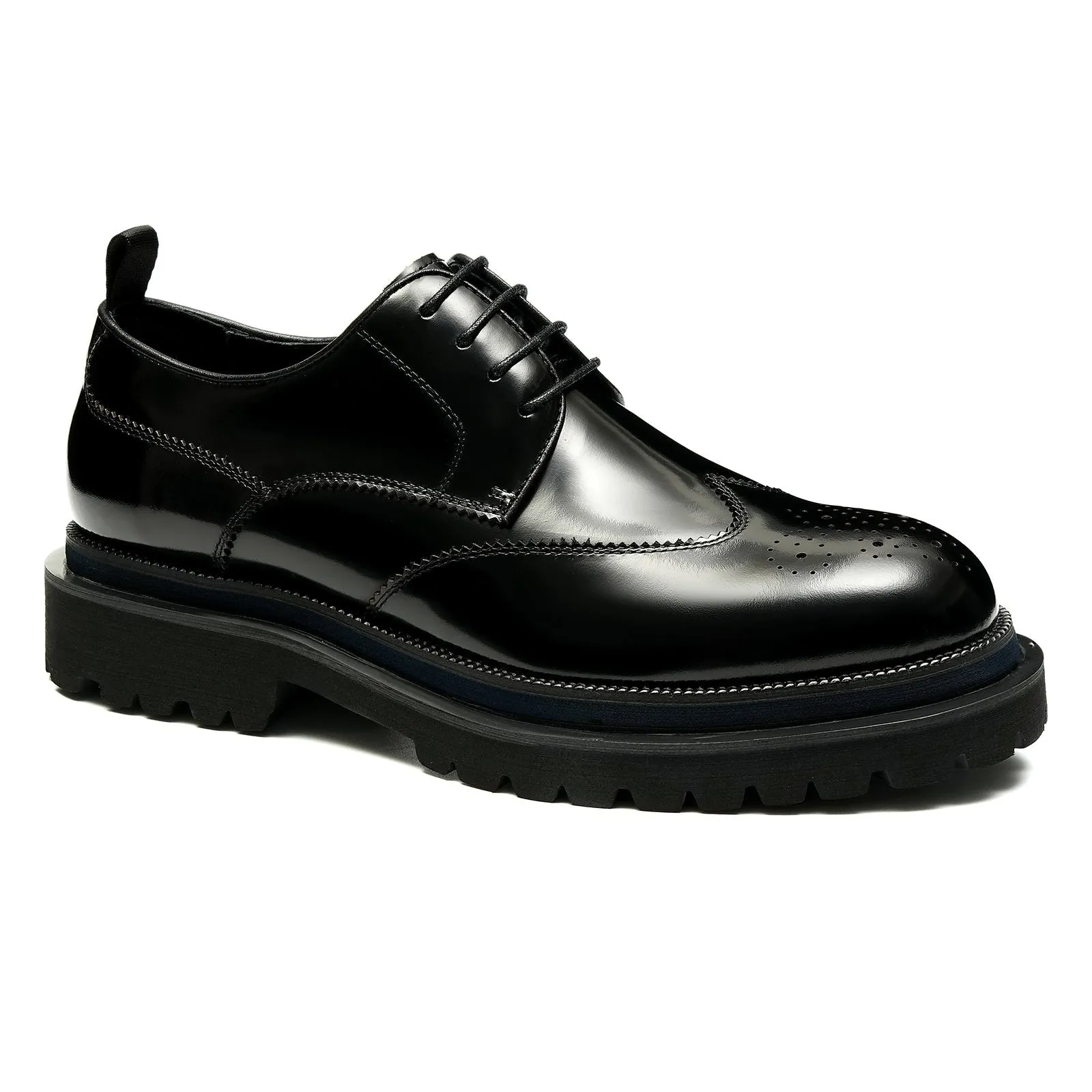 Black brogue derby shoes