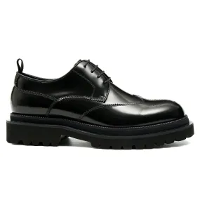 Black brogue derby shoes