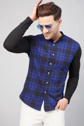 Blue & Black Check Full Sleeve Knitted Summer Shirt