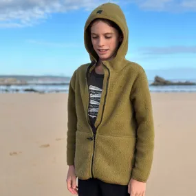 Child's Jacket - 100% Organic Wool Fleece - Olive Gold (2-10y)