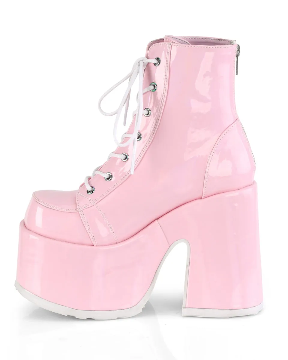 Demonia Holo Pink Lace-Up Ankle Boot