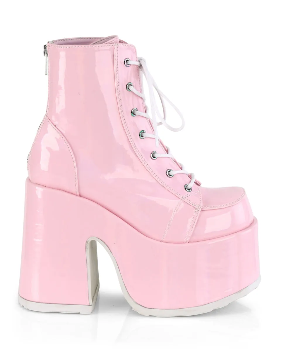 Demonia Holo Pink Lace-Up Ankle Boot