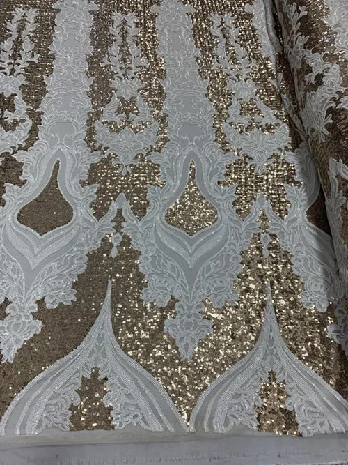 Elegant 4 WAY Stretch Sequins On Power Mesh//Spandex Mesh Lace Sequins Fabric By The Yard//Embroidery Lace/ Gowns/Veil/ Bridal