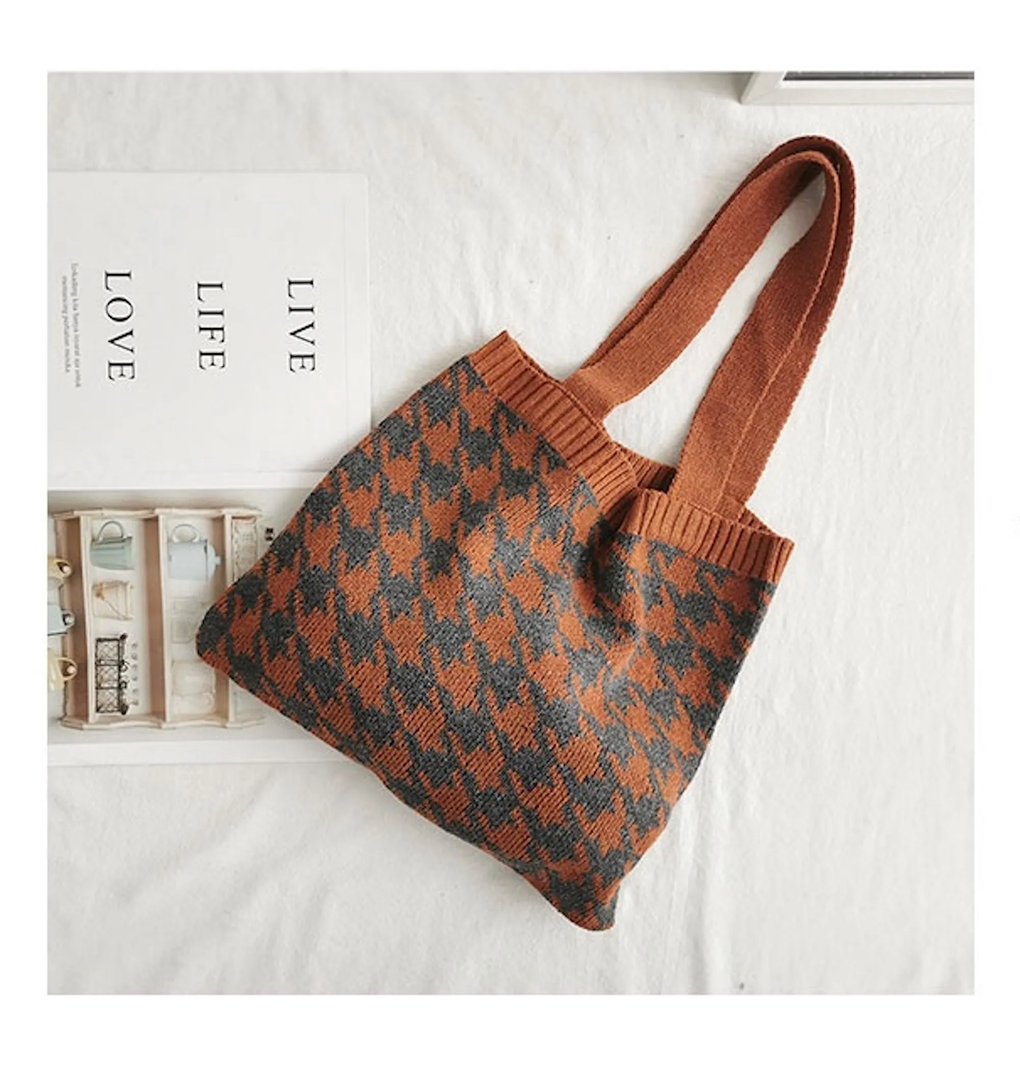 Elena Handbags Retro Patterned Knit Bag