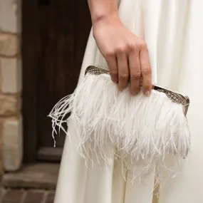 Feather bag with diamante clasp: bag for bride