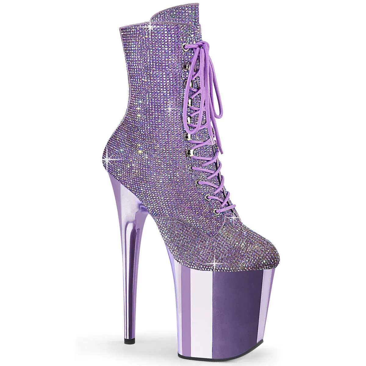 FLAMINGO-1020CHRS Pleaser Shoes Lavender Rhinestone Exotic Dancer Boot