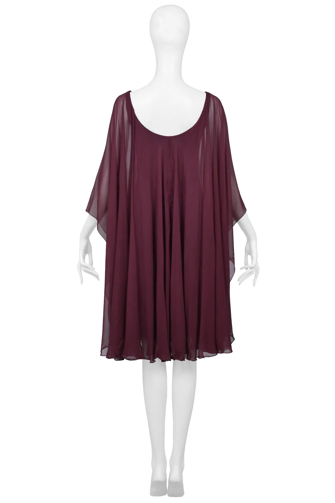 HALSTON PURPLE CHIFFON & JERSEY DRESS