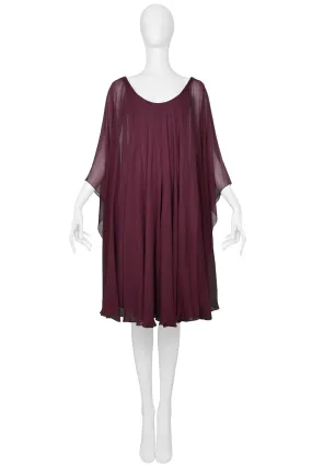 HALSTON PURPLE CHIFFON & JERSEY DRESS