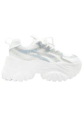 HANNA 02 Speed Runner Rhinestone White Platform Sneakers