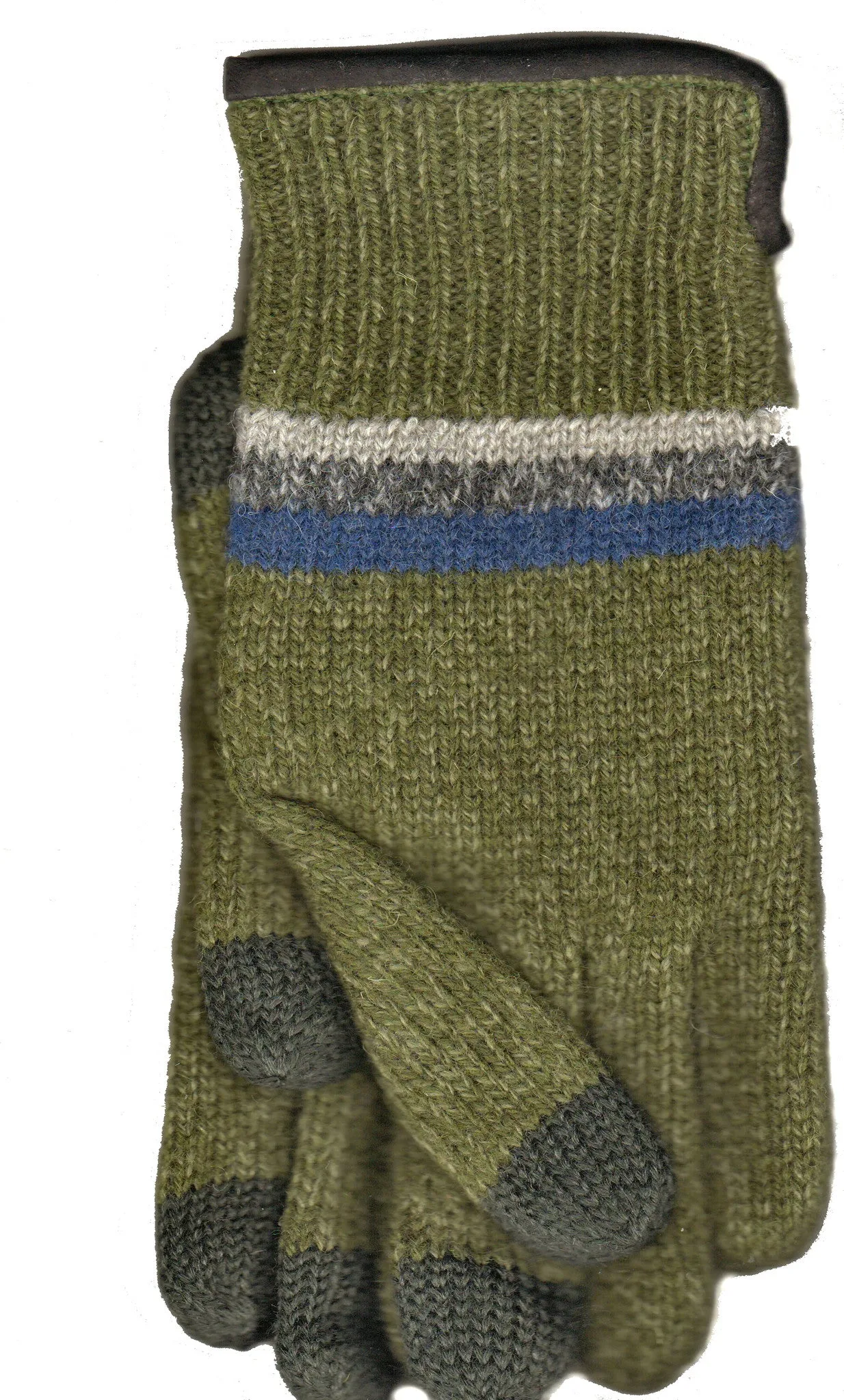 Lauer Mens Raggwool Touch Sensor with Suede Band Glove