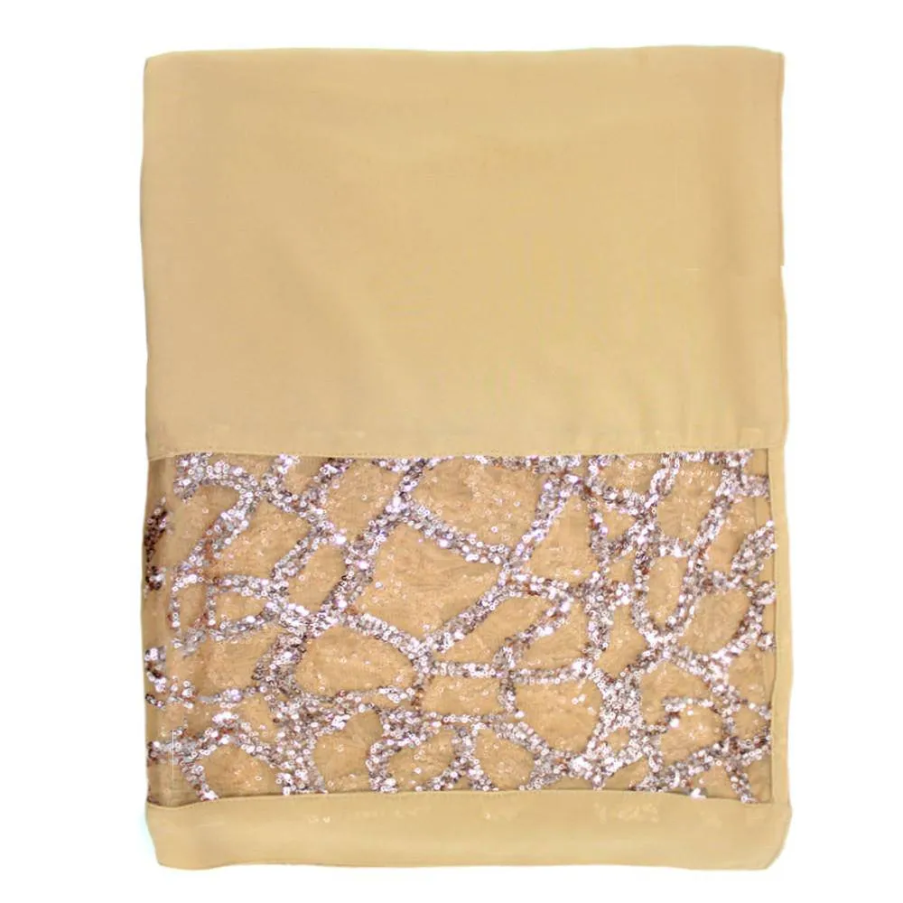 Mesh & Sequin Evening Wrap - Champagne