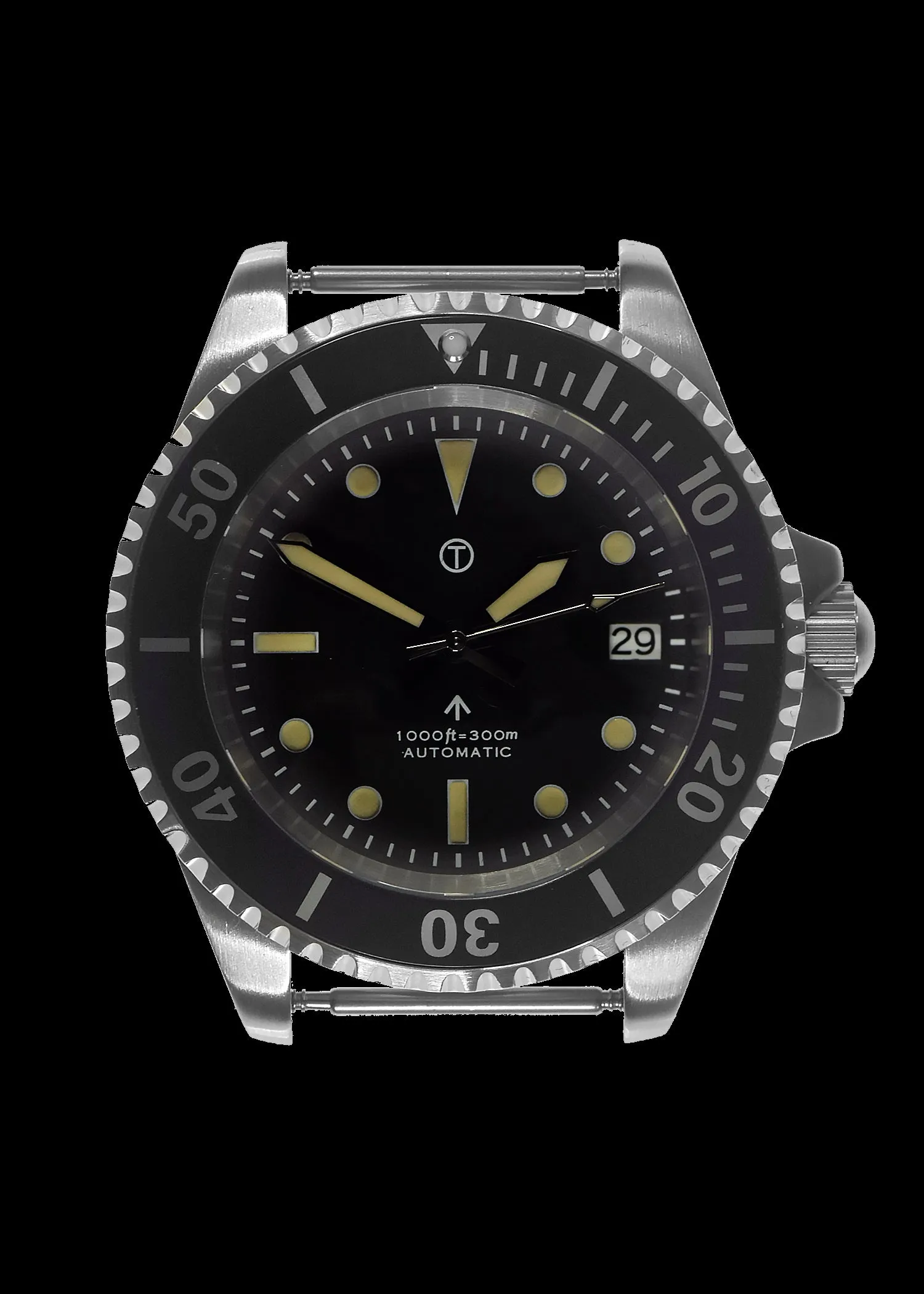 MWC 21 Jewel 1980s Pattern 300m Automatic Military Divers Watch with Sapphire Crystal and a Black and a Grey NATO Strap