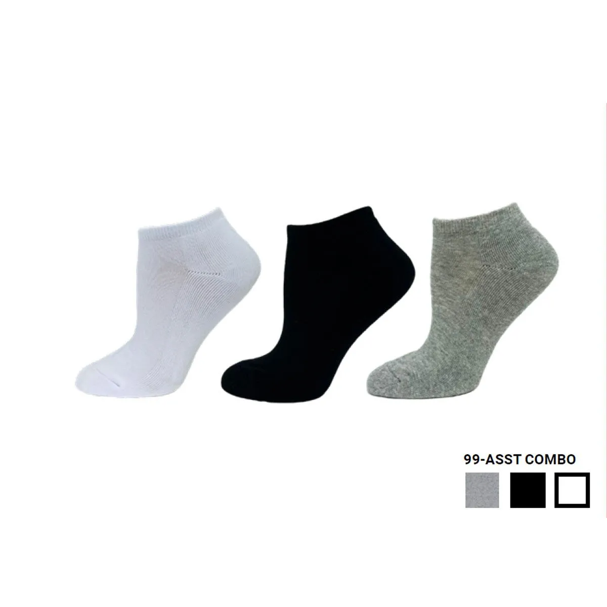 "90% Cotton Low-cut" Athletic Ankle Socks (3 Pairs) by KEY