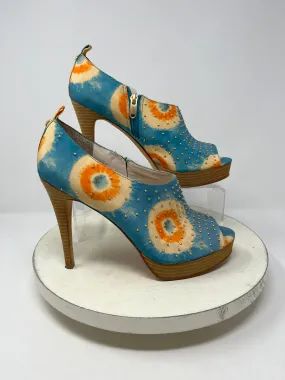 RACHEL Rachel Roy Size 9 Blue & Orange Tie-Dye Heels