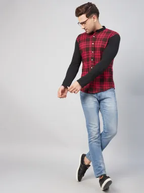 Red & Black Check Full Sleeve Knitted Summer Shirts