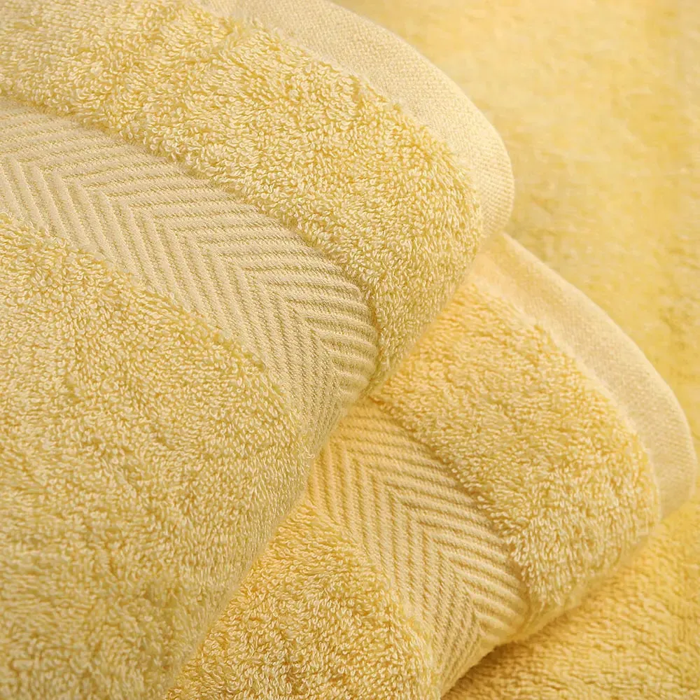 SEMAXE Soft Towels Set | 100% Cotton | Bath Towel, Hand Towel, Washcloth | Highly Absorbent | Hotel Quality | Ideal for Bathroom | Yellow