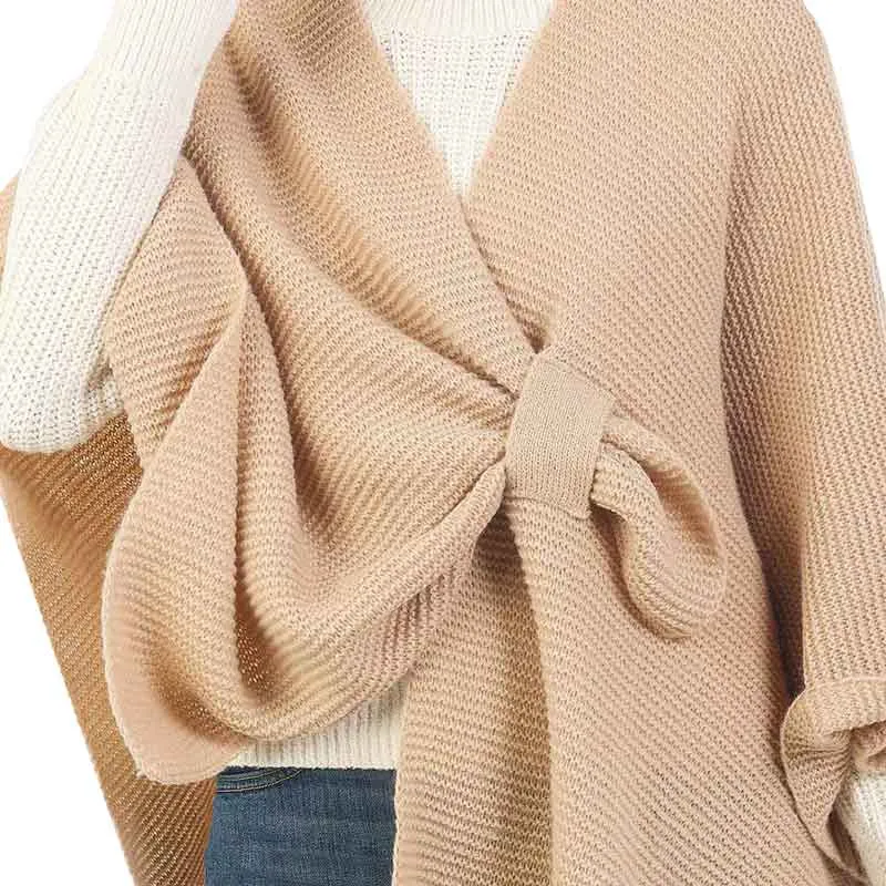 Solid Knitted Basic Cape