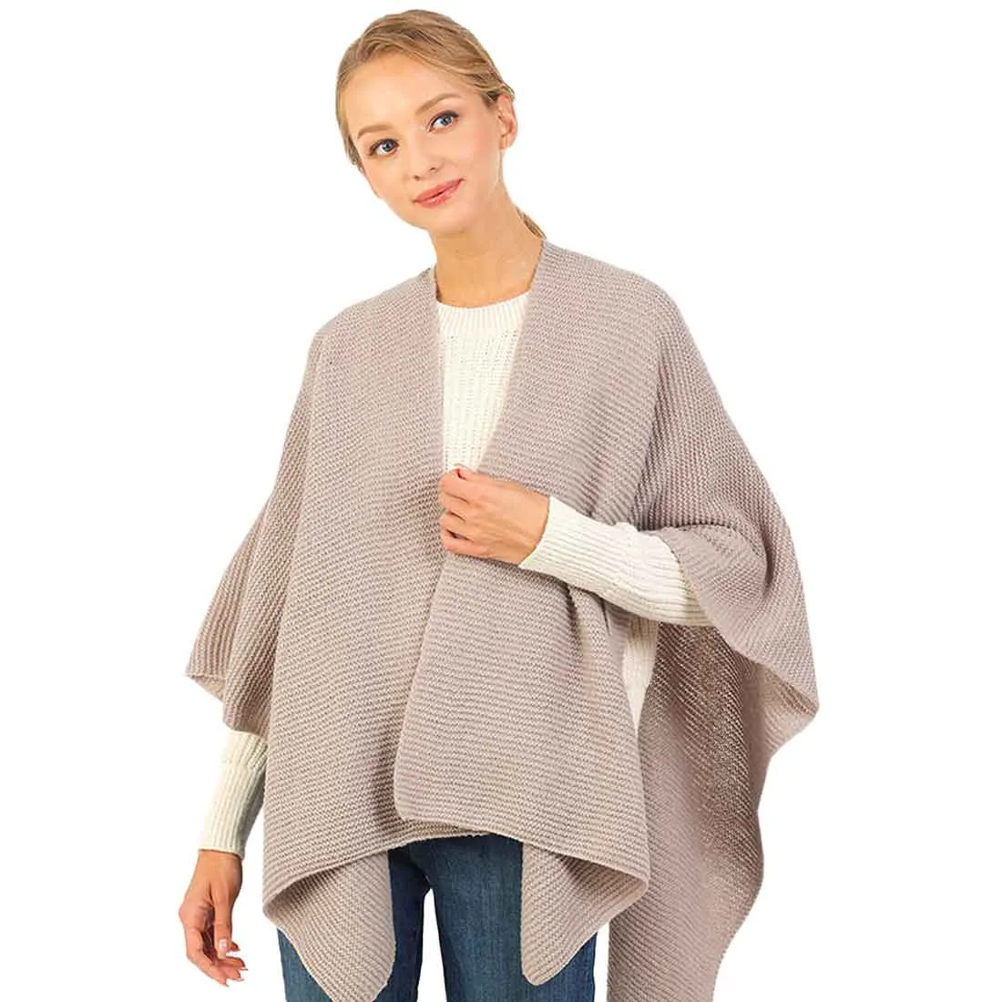 Solid Knitted Basic Cape