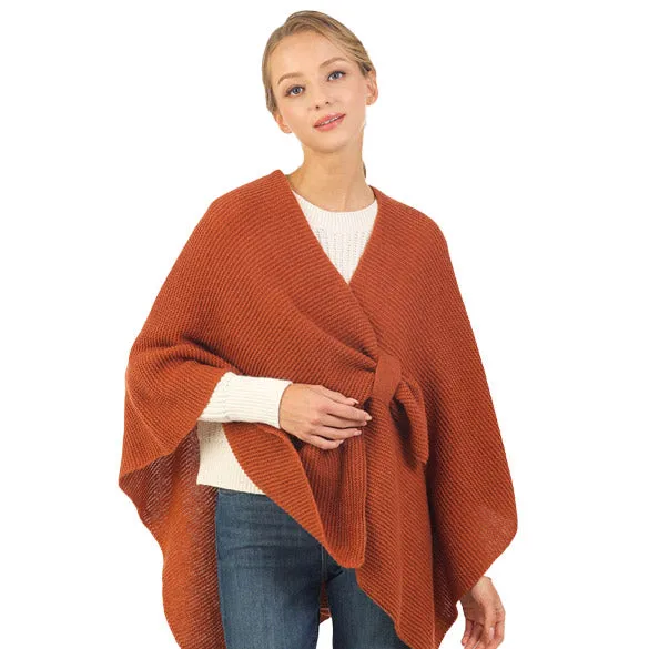 Solid Knitted Basic Cape