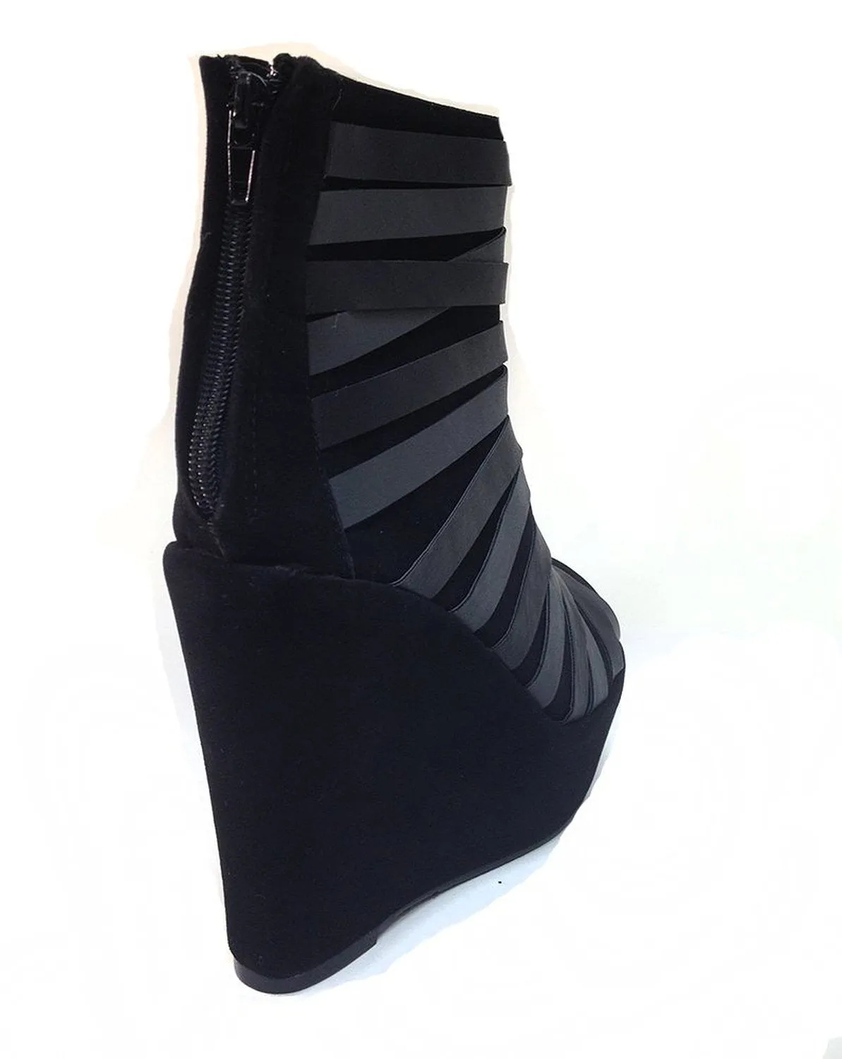 Strappy Faux Suede Sexy Ankle Wedge Platform Booties