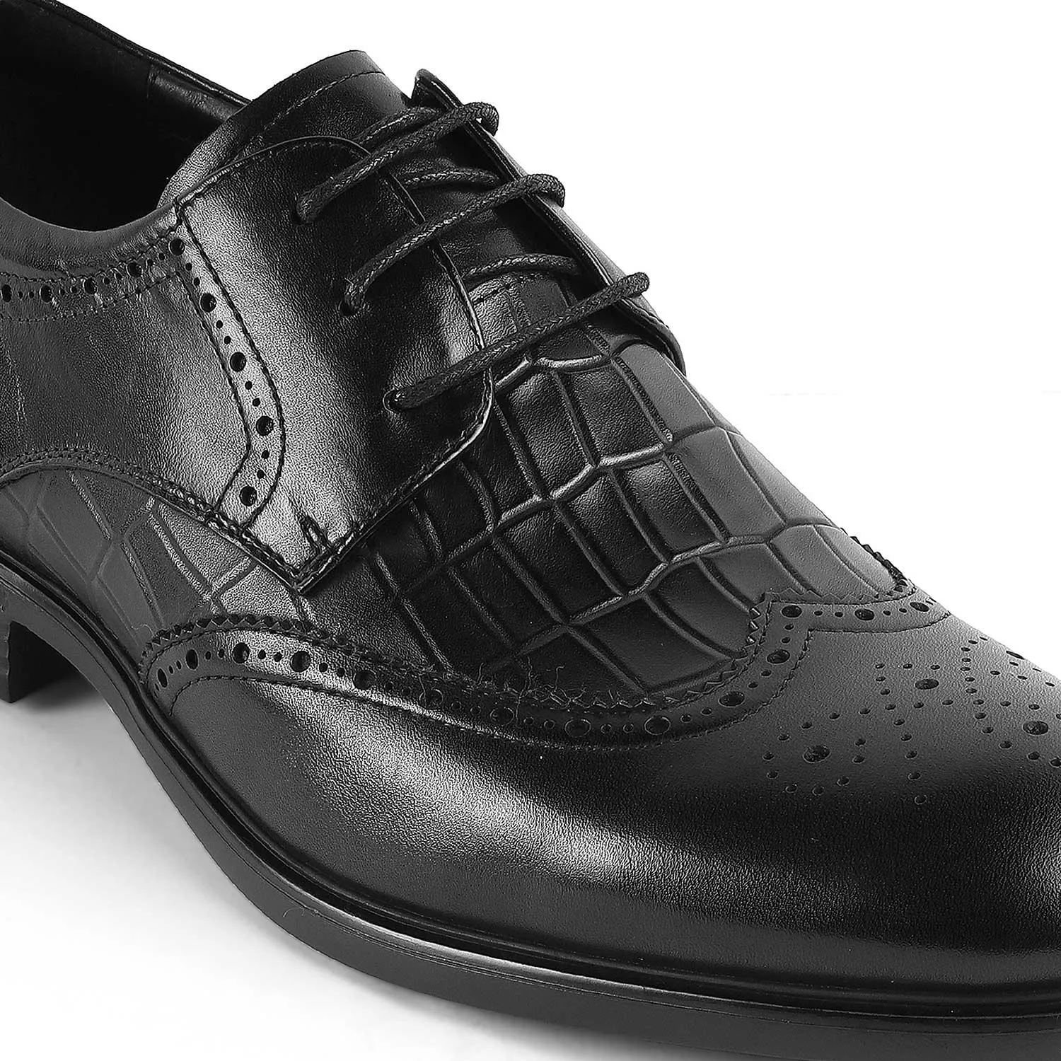 Tresmode Cent Black Men's Oxford Brogue Lace Ups