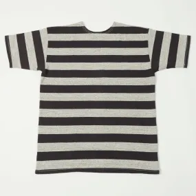 Warehouse & Co 4050 S/S 2 Border Stripe Tee - Black /Heather Grey