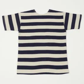 Warehouse & Co 4050 S/S 2 Border Stripe Tee - Navy/Oatmeal