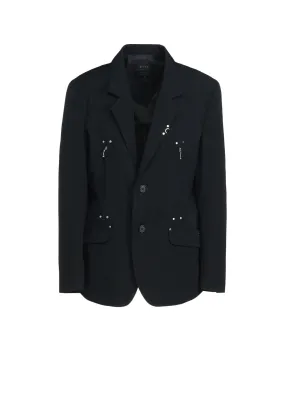 WASHER FINISHED WOOL GABARDINE STUDS JACKET