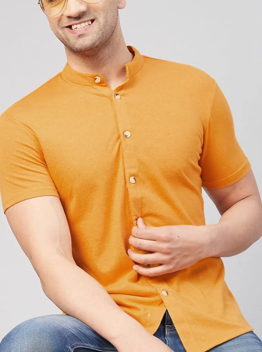 Yellow Half Sleeve Knitted Shirt